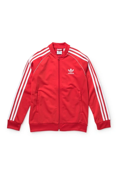 Shop Adidas Originals Superstar 3-stripes Track Jacket In Lusred/whi