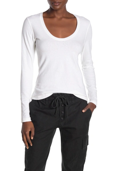 Shop James Perse Long Sleeve Scoop Neck T-shirt In Wht