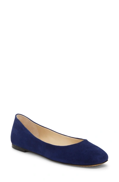 Shop Vince Camuto Bicanna Genuine Calf Hair Flat In New Navy Suede
