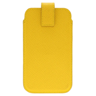Pre-owned Smythson Yellow Leather Phone Case