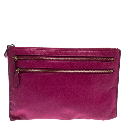 Pre-owned Mulberry Hot Pink Leather Multizip Pouch