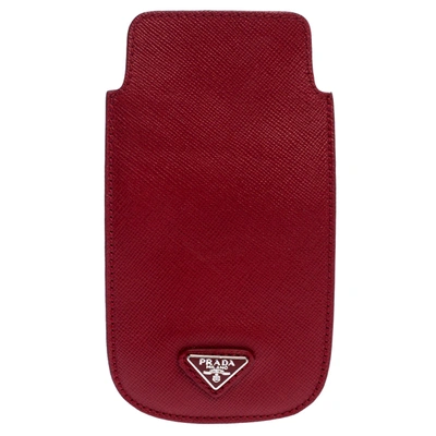Pre-owned Prada Red Saffiano Leather Iphone Case