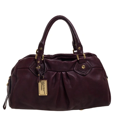 Pre-owned Marc Jacobs Marc By  Burgundy Leather Classic Q Groove Satchel