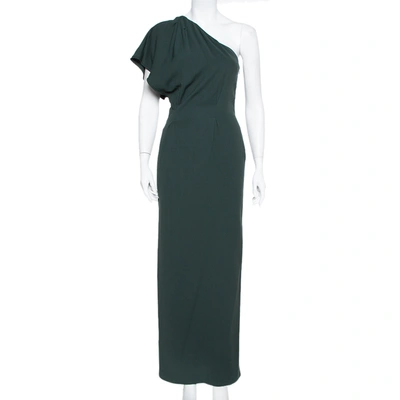 Pre-owned Fendi Dark Green Crepe One Shoulder Maxi Dress S