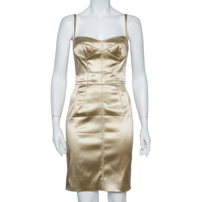 Pre-owned Dolce & Gabbana Beige Satin Bustier Dress S