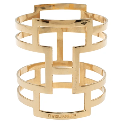 Pre-owned Dsquared2 Pale Gold Tone Patterned Cut Work Bangle Bracelet