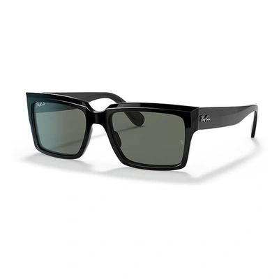 Shop Ray Ban Inverness Sunglasses Black Frame Green Lenses Polarized 54-18