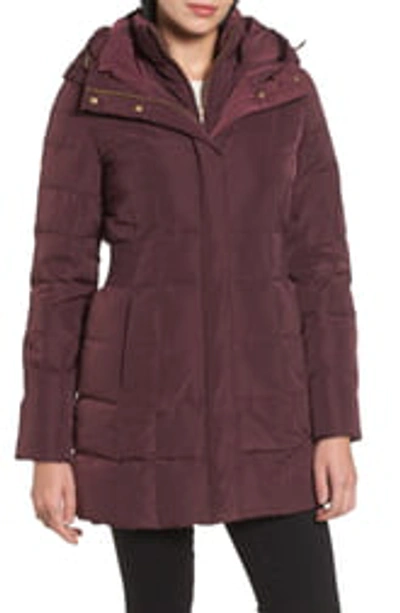 Shop Cole Haan Signature Cole Haan Hooded Down & Feather Jacket In Merlot