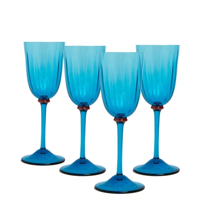 Shop La Doublej Wine Glasses Set Of 4 In Azzuro