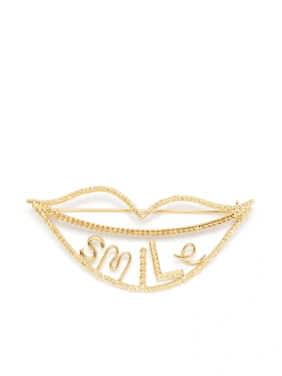 Shop Wouters & Hendrix Smile Lip-shaped Brooch In Gold