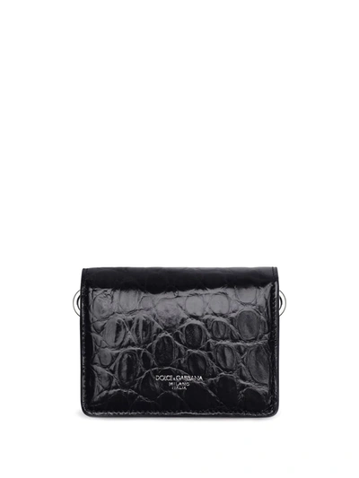 Shop Dolce & Gabbana Logo-stamp Embossed Leather Wallet In Black