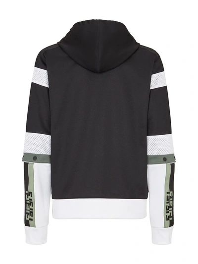 Shop Fendi Logo-print Zip-up Hoodie In White