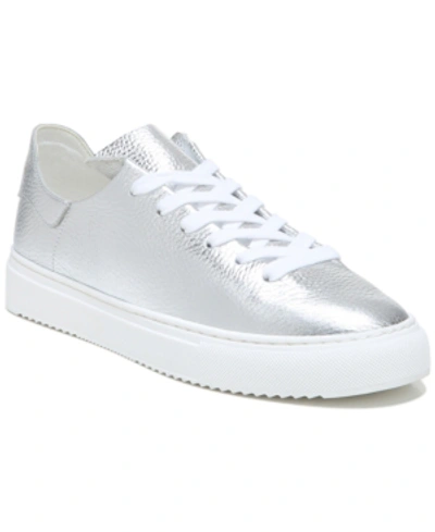 Sam Edelman 'poppy' Metallic Leather Sneakers In Soft Silver