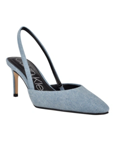 Shop Calvin Klein Women's Coreta Snip Toe Sandals Women's Shoes In Light Blue
