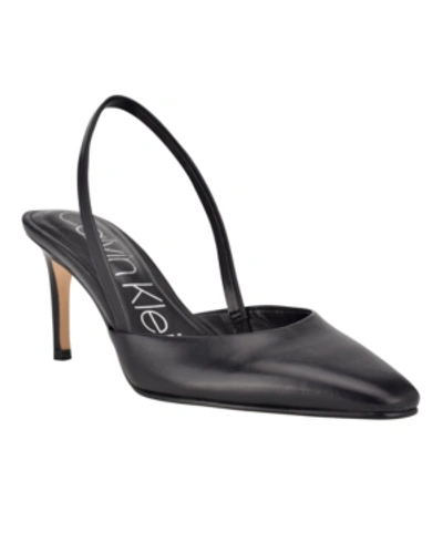 Shop Calvin Klein Women's Coreta Snip Toe Slingback Pumps Women's Shoes In Black