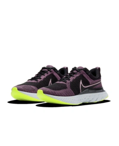 Shop Nike Women's React Infinity Run Flyknit 2 Running Sneakers From Finish Line In Violet Dust, Black, Cyber