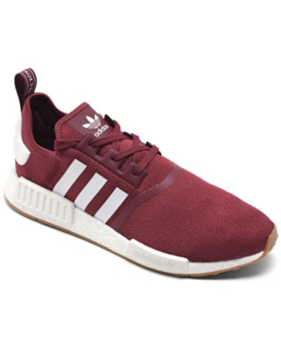 Shop Adidas Originals Adidas Men's Nmd R1 Casual Sneakers From Finish Line In Collegiate Burgundy, White