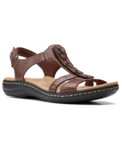 Shop Clarks Laurieann Kay T-strap Slingback Sandals In Tan Leather