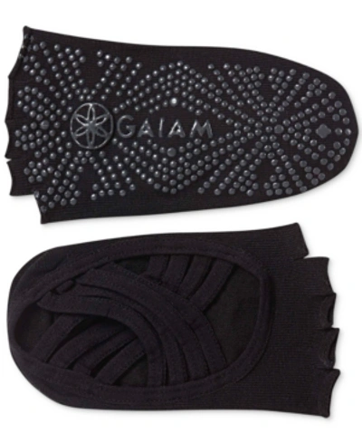 Shop Gaiam Grippy Toeless Yoga Socks In Black