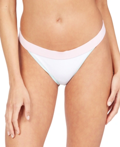 Shop Roxy Juniors' Pastel Surf High-leg Bikini Bottoms Women's Swimsuit In Bright White