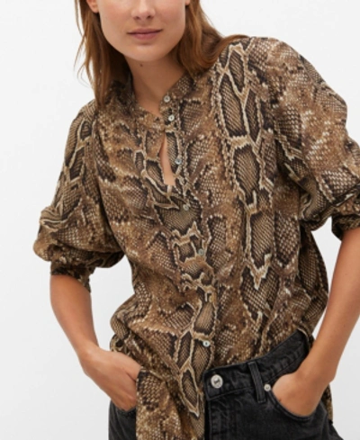 Shop Mango Women's Snake Print Shirt In Brown