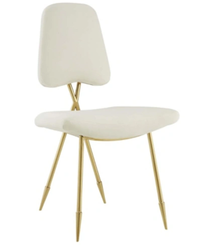 Shop Modway Ponder Upholstered Velvet Dining Side Chair In Ivory