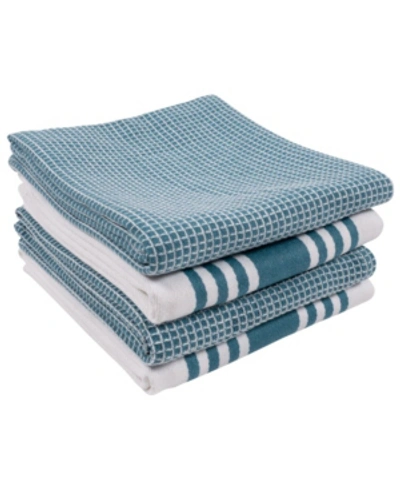 Kaf Home Madison Waffle Kitchen Towel, Set Of 4 In Open Green