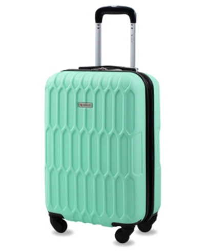 Amka Honeycomb 20" Carry-on Expandable Spinner Suitcase In Mint
