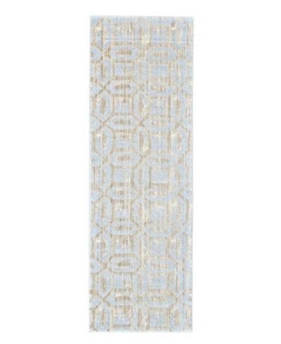 Simply Woven Milton R3472 White 2'7" X 8' Runner Rug In Ice