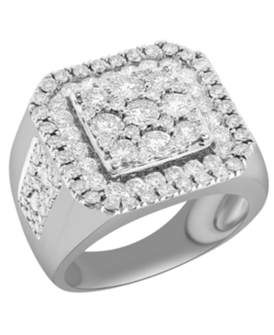 Shop Macy's Men's Diamond Cluster Ring (3 Ct. T.w.) In 10k Gold And White Gold