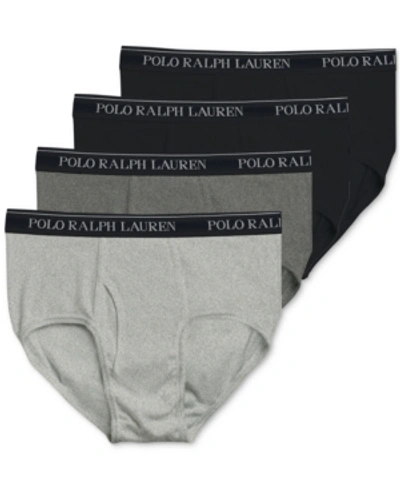 Shop Polo Ralph Lauren Men's 4-pk. Classic-fit Mid-rise Briefs In Black/ Grey