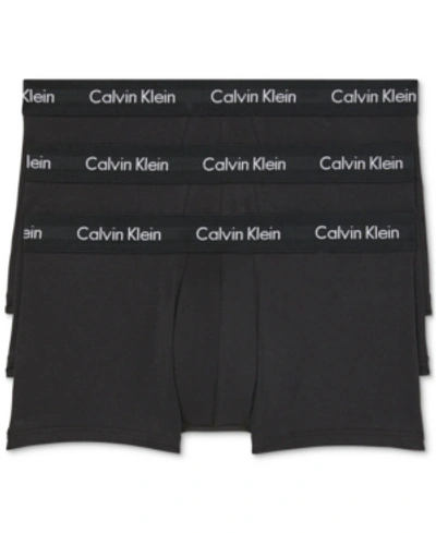 Shop Calvin Klein Men's 3-pack Cotton Stretch Low-rise Trunk Underwear In Black