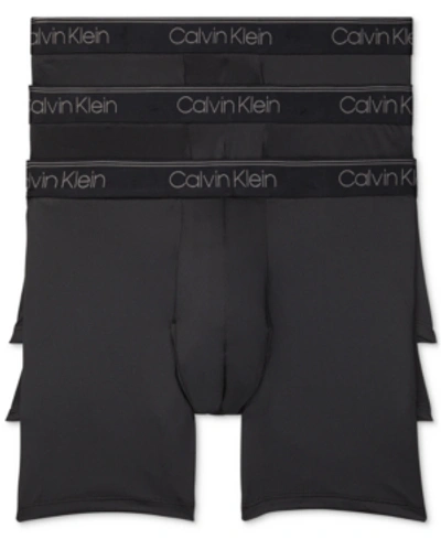 Shop Calvin Klein Men's 3-pack Microfiber Stretch Boxer Briefs Underwear In Black