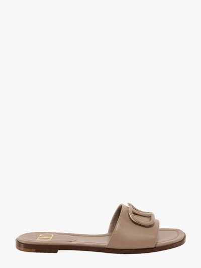 Shop Valentino Flat Sandals In Beige