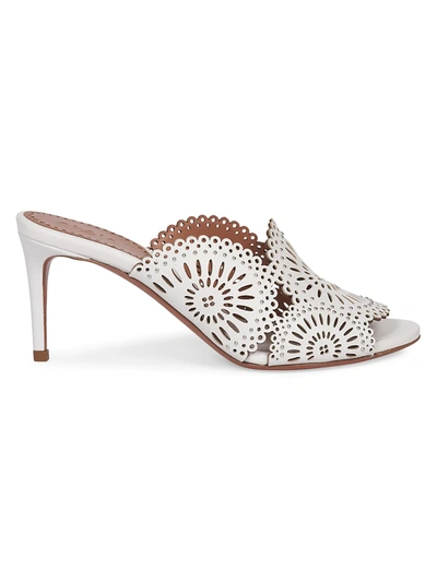 Shop Alaïa Women's Perforated Leather Mules In White