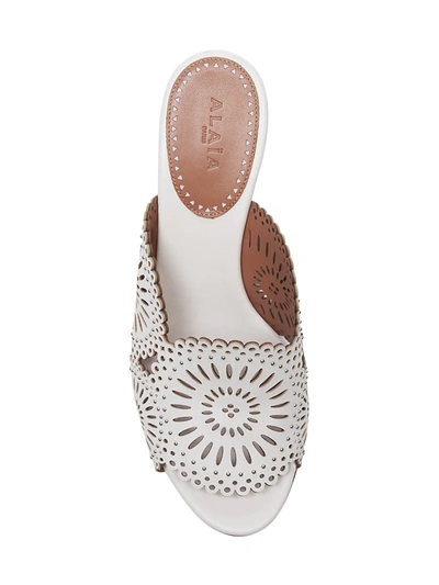 Shop Alaïa Women's Perforated Leather Mules In White