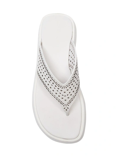 Shop Alaïa Perforated Leather Platform Thong Sandals In White