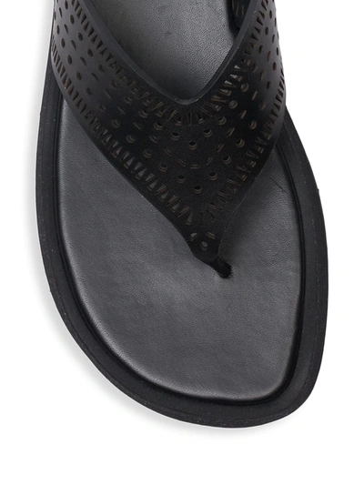 Shop Alaïa Perforated Leather Platform Thong Sandals In Noir