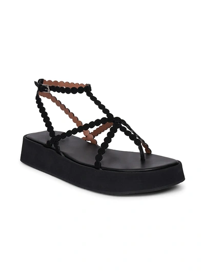 Alaïa Dot Leather Ankle-strap Platform Sandals In Noir | ModeSens