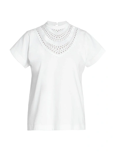 Shop Alaïa Embroidered Cutout T-shirt In Blanc