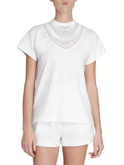 Shop Alaïa Embroidered Cutout T-shirt In Blanc