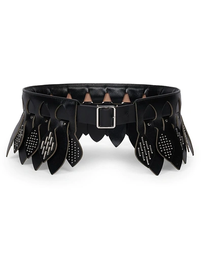Shop Alaïa Embellished Petal Leather Belt In Black