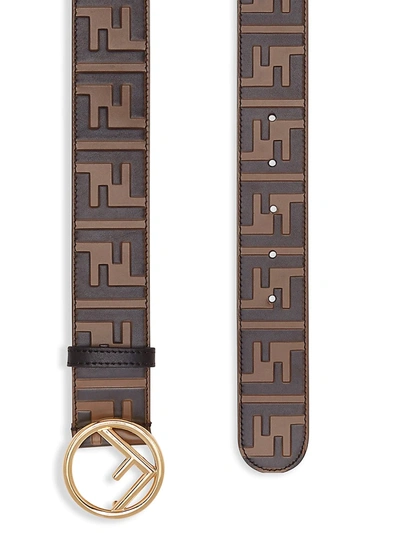Shop Fendi F Is  Logo Leather Belt In Black Tobacco
