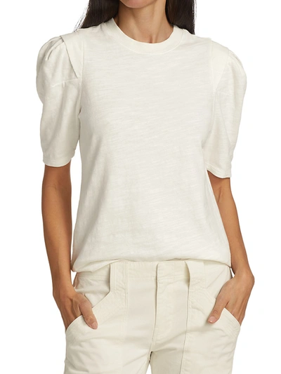 Shop Frame Pleated Panel T-shirt In Vintage Blanc