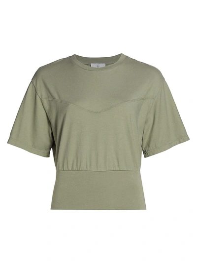 Shop Ag Ella Stitched Cotton T-shirt In Natural Ave
