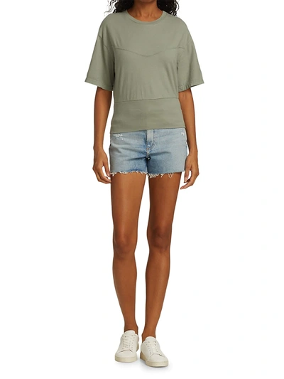 Shop Ag Ella Stitched Cotton T-shirt In Natural Ave