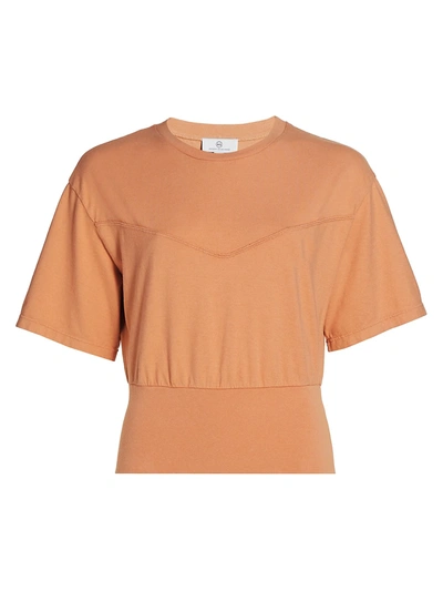Shop Ag Ella Stitched Cotton T-shirt In Warm Adobe