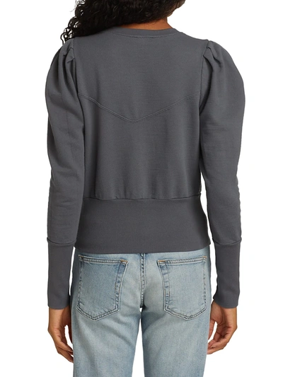 Shop Ag Walker Stitched Puff-sleeve Cotton Sweatshirt In Natural Ave