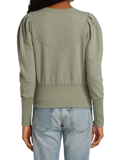 Shop Ag Walker Stitched Puff-sleeve Cotton Sweatshirt In Natural Ave