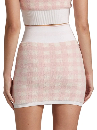 Shop Alexander Wang T Women's Gingham Knit Mini Skirt In Cradle Pink White